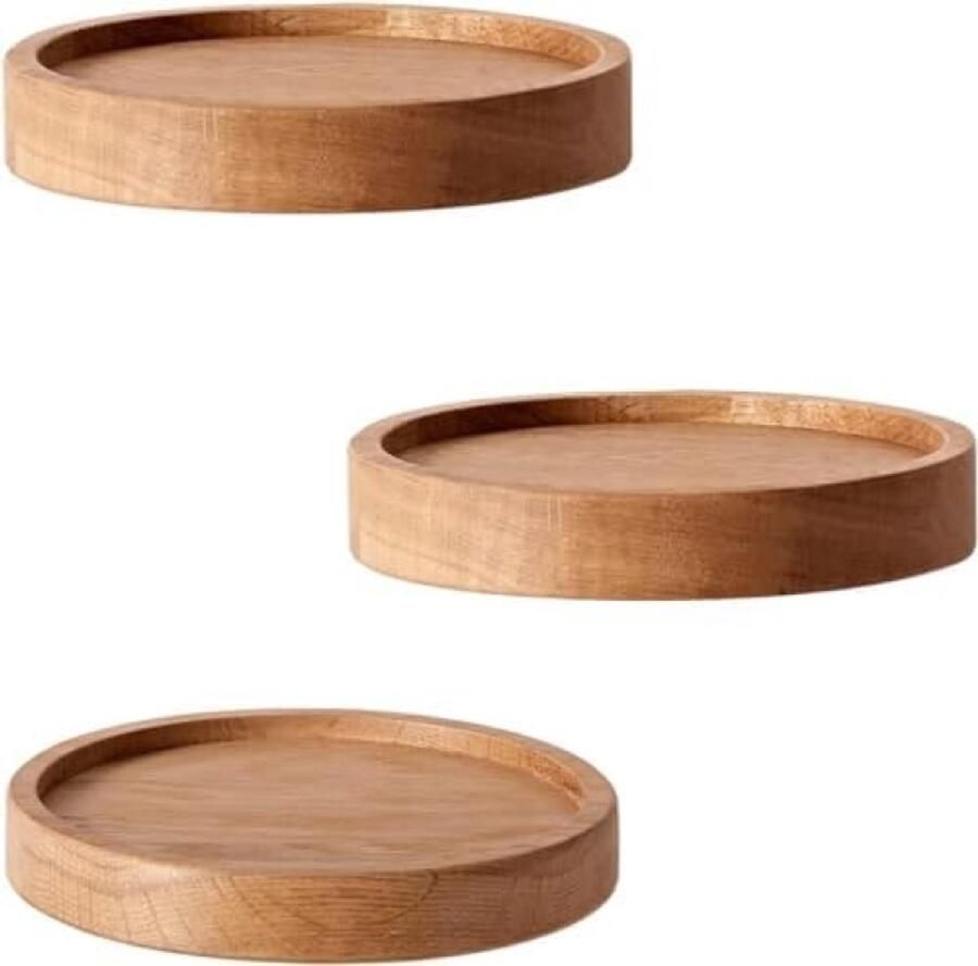 PromoHome Ronde Wandplanken Set van 3 Massief Eiken Zwevende Planken voor Muurdecoratie