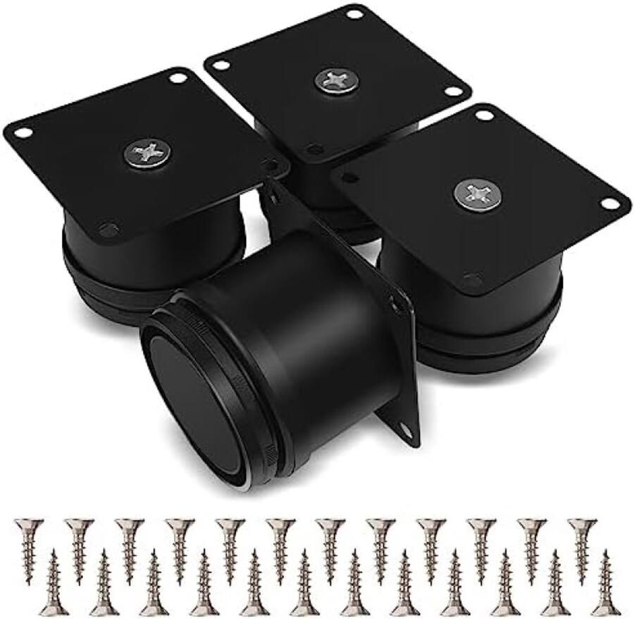 PolkaHome Verstelbare Meubelpoten Zwart Set van 4 Hoogte Verstelbaar 50 mm Metaal Geschikt voor Kast Bank Tafel en Meer