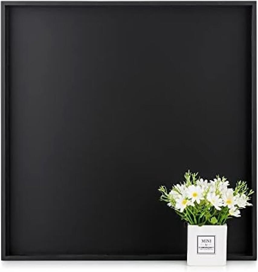 PromoHome Vierkant Ottomaans Dienblad Groot Zwart Serveerblad met Handgrepen