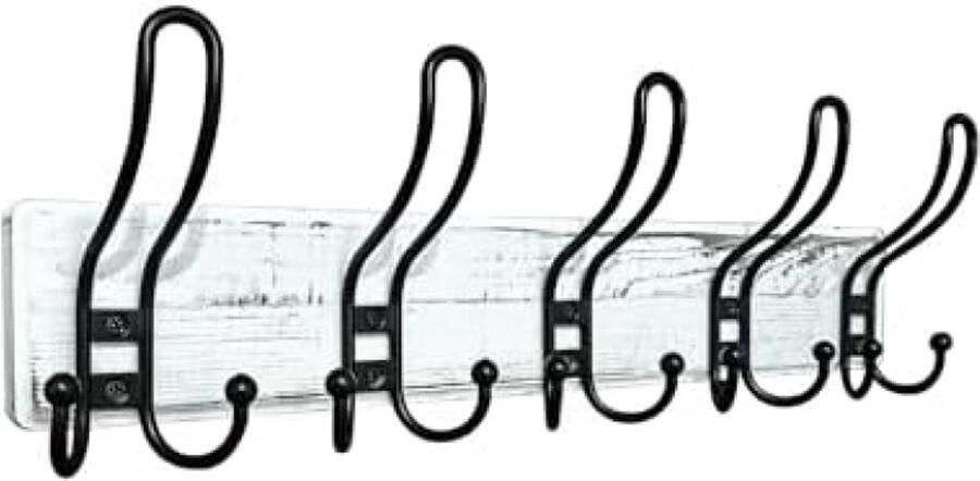PromoHome Wandgarderobe met 5 Drievoudige Haken Houten Muurhaak voor Organisatie