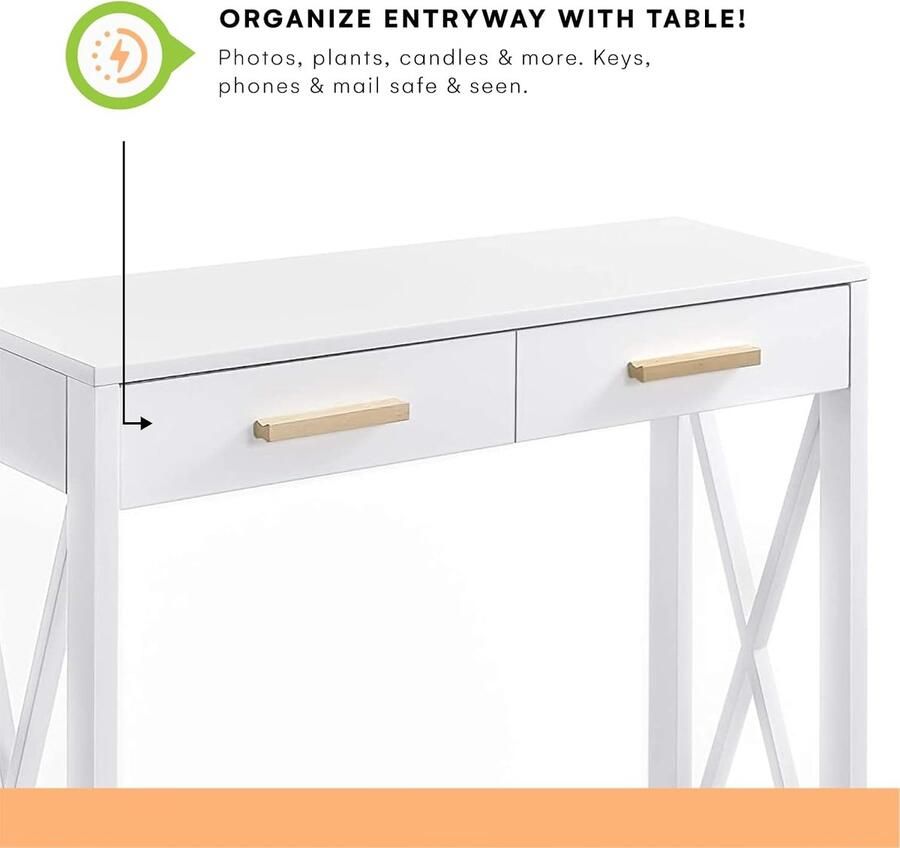 Prosumer's Choice Compacte bank en consoletafel 2 niveaus elegante inkom hal foyer bijzettafel met accent voor woonkamer kantoorgang