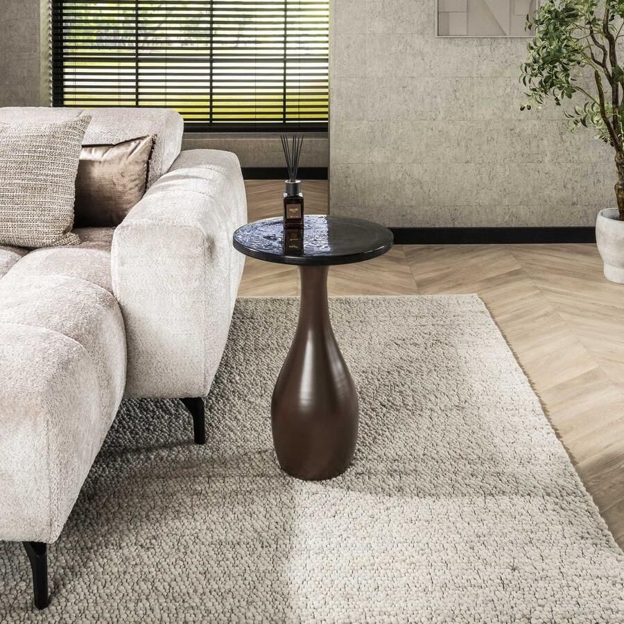 PS-Collection Bijzettafel M Druppel Metaal Glas Antiek Koper Ø40xH60 cm bijzettafels bijzettafel rond bijzettafel vierkant bijzettafel industrieel bijzettafel zwart bijzet tafel bijzettafeltjes woonkamer bijzettafels hout met metaal