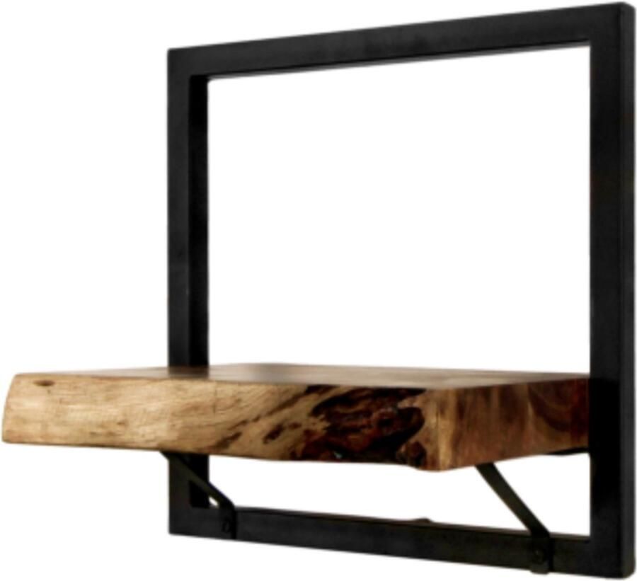 PS-Collection Brielle Wandplank -32x22x32 cm Naturel Zwart Hout Metaal wand plank wandplanken & -rekken wandplank zwart fotoplank wandrek wandplank zwevend wandplank hout wandrek industrieel wandrek rond