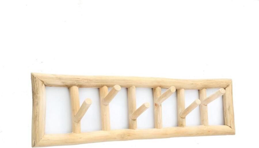 PS-Collection De Island Kapstok 70x12x20cm Naturel Teakhout wandkapstok kapstok staand kapstok wandkapstok kapstokken kapstok hangend kapstok zwart