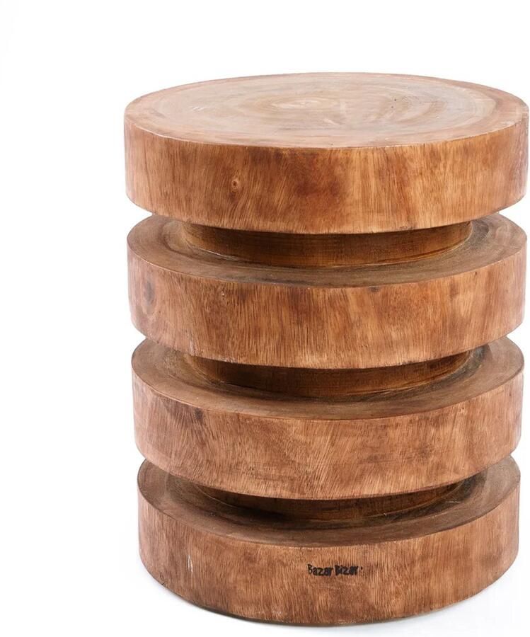 PS-Collection De Massaka Kruk 30x30x45 Naturel Suarhout krukje hout krukjes om op te zitten krukje badkamer krukjes om op te zitten volwassenen krukje make up tafel kruk krukje houten krukje - Foto 2