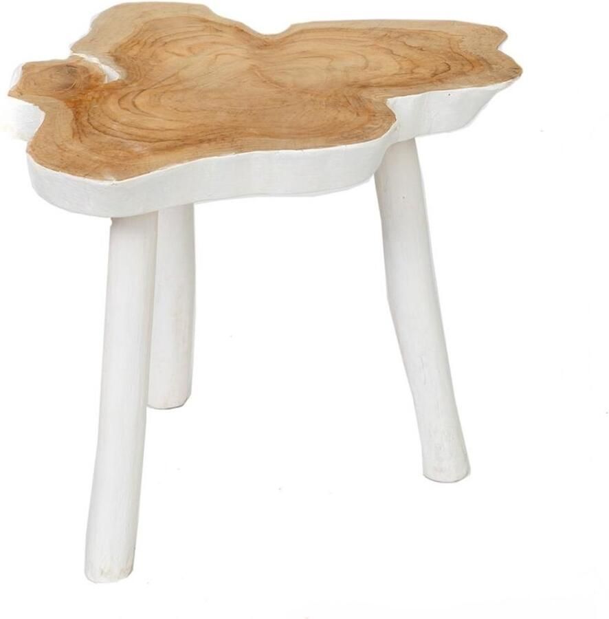 PS-Collection De Organic Bijzettafel 45x45x40cm Naturel Wit Teakhout bijzettafels bijzettafel buiten bijzet tafel bijzettafel metaal met hout bijzettafel vierkant bijzettafel rond bijzettafel industrieel