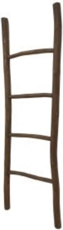 PS-Collection Decoratieladder 50x6x150 cm Bruin Teakhout handdoekladder decoratie ladder wandrek ladder decoratie trap decoratierek ladderrek houten ladder handdoekrek badkamer ladder handdoekenrek