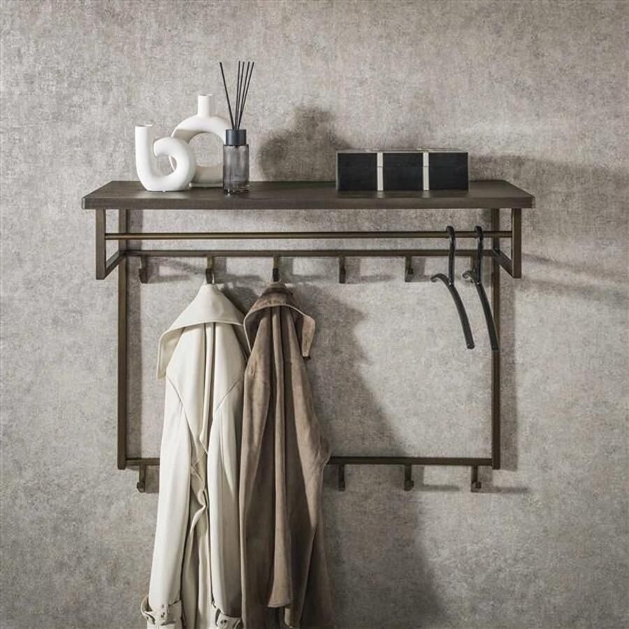 PS-Collection Ferro 12 Haken Kapstok Hoog 100x33x80cm Brons Antiek Metaal wandkapstok kapstok staand kapstok wandkapstok kapstokken kapstok hangend kapstok zwart