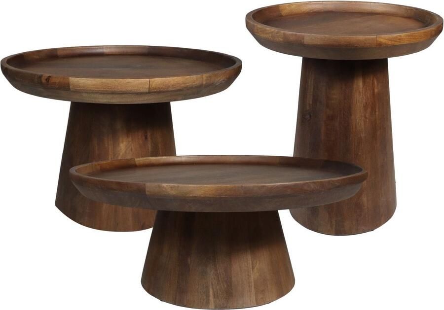 PS-Collection Fisher Bijzettafel Ø60x60x40 cm Bruin Mangohout bijzettafels bijzettafel buiten bijzet tafel bijzettafel metaal met hout bijzettafel vierkant bijzettafel rond bijzettafel industrieel