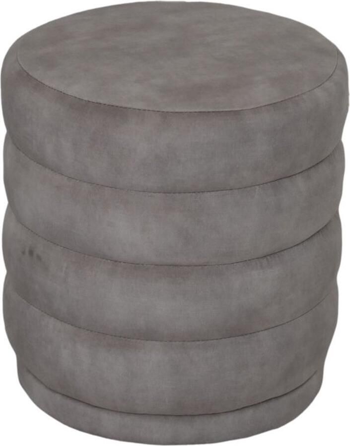 PS-Collection Fletcher Poef 45x45x40 cm Lichtgrijs Velours poef rond velvet zitzak poef rond poef rond grijs poefs rond poef velvet