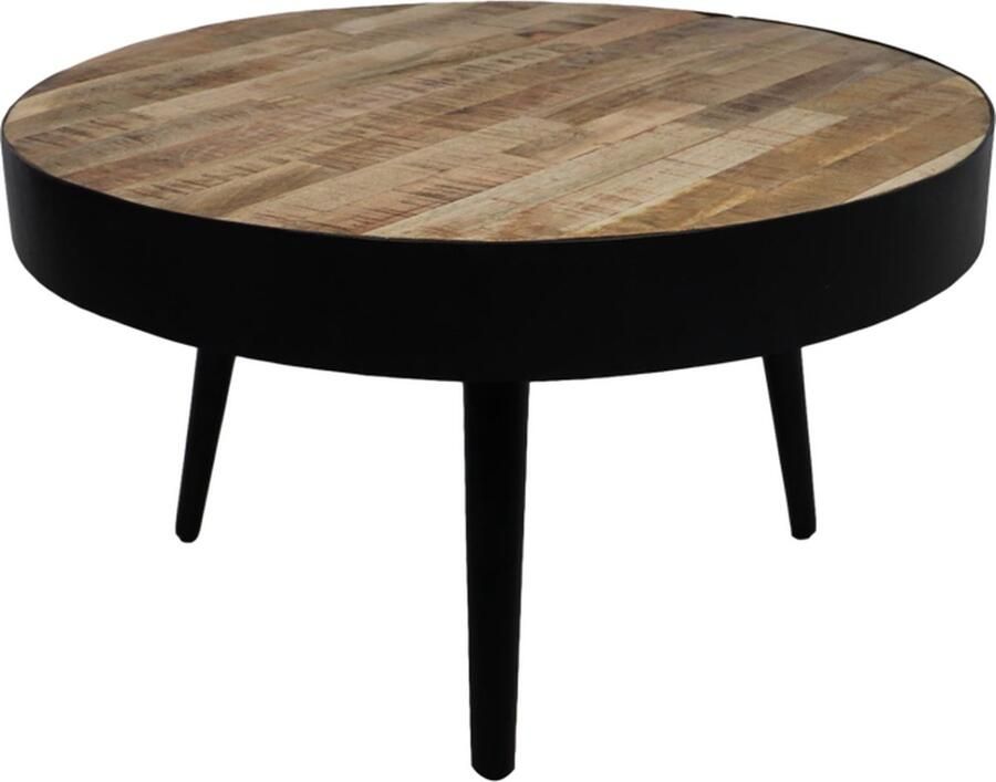 PS-Collection Isla Ronde Bijzettafel ø63x40 cm Naturel Zwart Hout Metaal bijzettafels bijzettafel buiten bijzet tafel bijzettafel metaal met hout bijzettafel vierkant bijzettafel rond bijzettafel industrieel