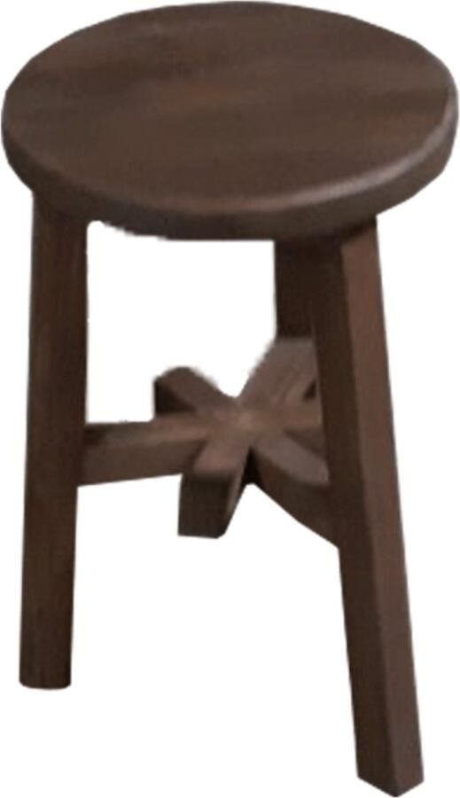 PS-Collection Jaxon Ronde Kruk ø35x35x50 cm Bruin Teak krukje hout krukjes om op te zitten krukje badkamer krukjes om op te zitten volwassenen krukje make up tafel kruk krukje houten krukje