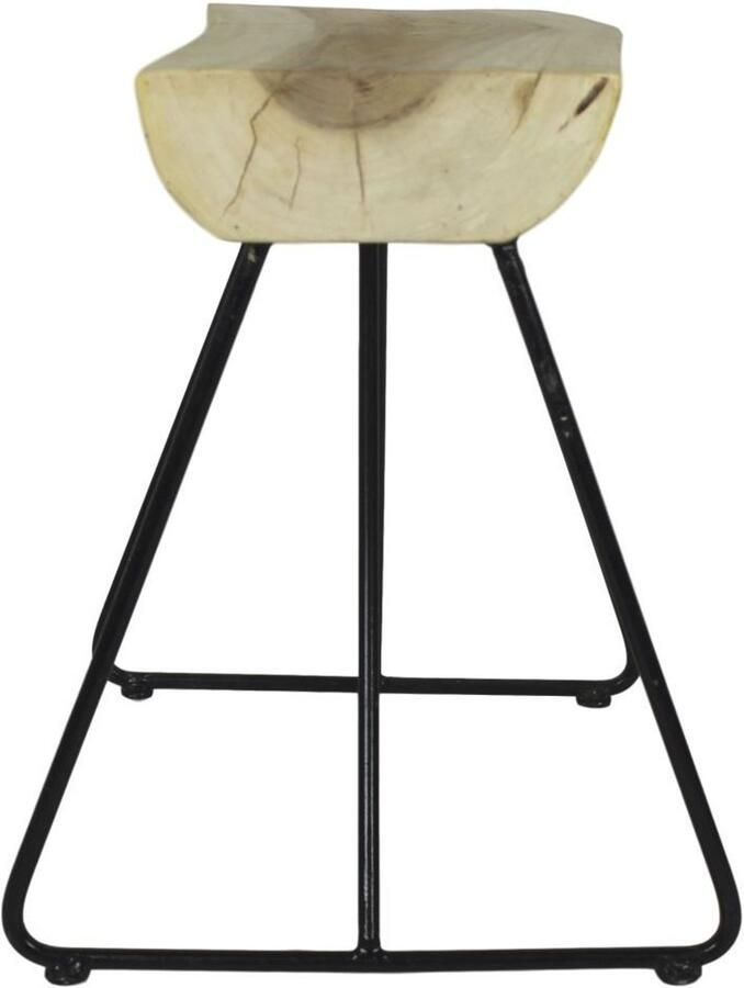 PS-Collection Kruk Kobi 60x45x47 cm Naturel Munggur Metaal krukje hout krukjes om op te zitten krukje badkamer krukjes om op te zitten volwassenen krukje make up tafel kruk krukje houten krukje - Foto 2