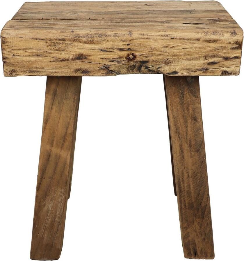 PS-Collection Kruk Otis 40x25x45 cm Bruin- Teakhout krukje hout krukjes om op te zitten krukje badkamer krukjes om op te zitten volwassenen krukje make up tafel kruk krukje houten krukje