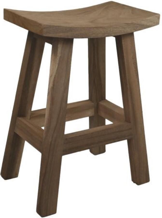 PS-Collection Landon Barkruk 50x30x65 cm Bruin Munggurhout krukje hout krukjes om op te zitten krukje badkamer krukjes om op te zitten volwassenen krukje make up tafel kruk krukje houten krukje