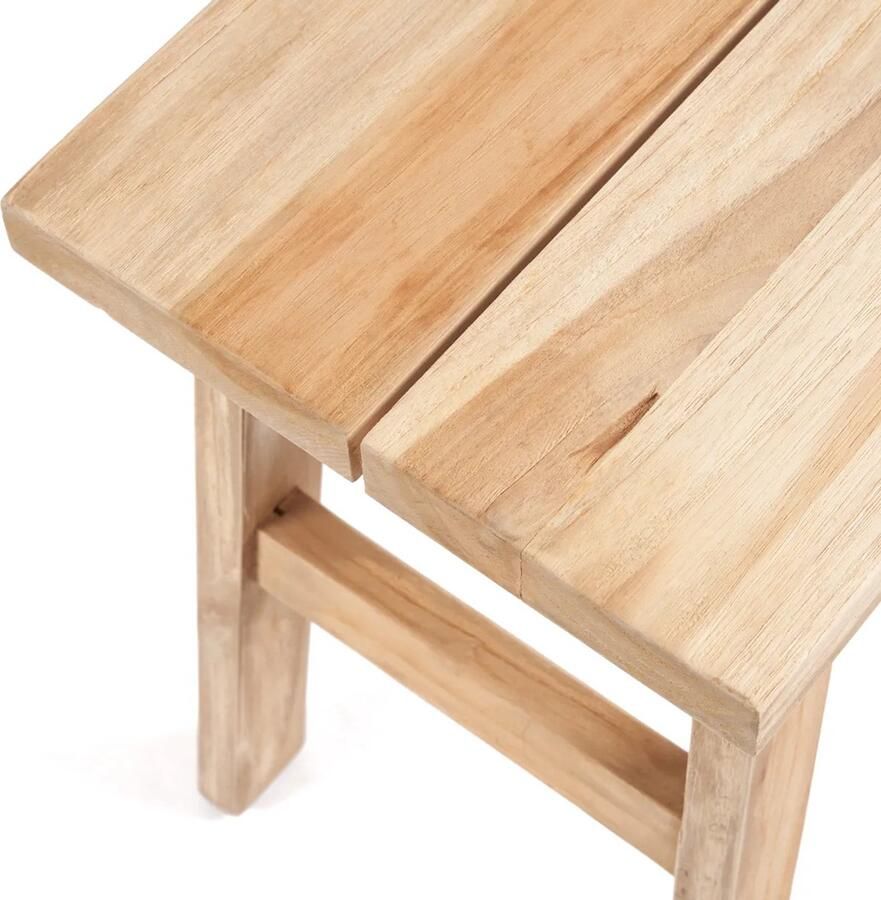 PS-Collection Makara Kruk 40x25x45 cm Naturel Gerecycled Teakhout krukje hout krukjes om op te zitten krukje badkamer krukjes om op te zitten volwassenen krukje make up tafel kruk krukje houten krukje