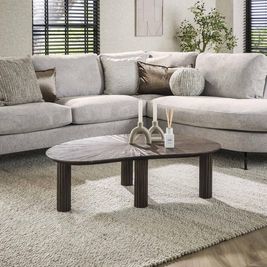 PS-Collection Maya Salontafel Niervorm 110x68x36 cm Bruin Teak salontafels rond salontafels salontafel zwart salon tafel salontafel rond salontafel industrieel salontafel vierkant salontafel marmer