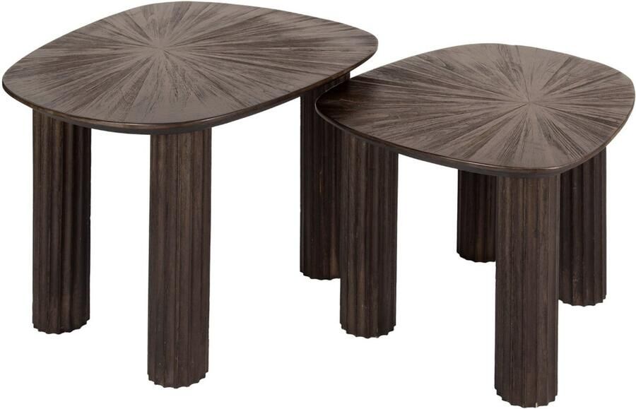 PS-Collection Maya Salontafel Set van 2 Vierhoekig 62x50x43 cm Bruin Teak salontafels rond salontafels salontafel zwart salon tafel salontafel rond salontafel industrieel salontafel vierkant salontafel marmer salontafel wit - Foto 2