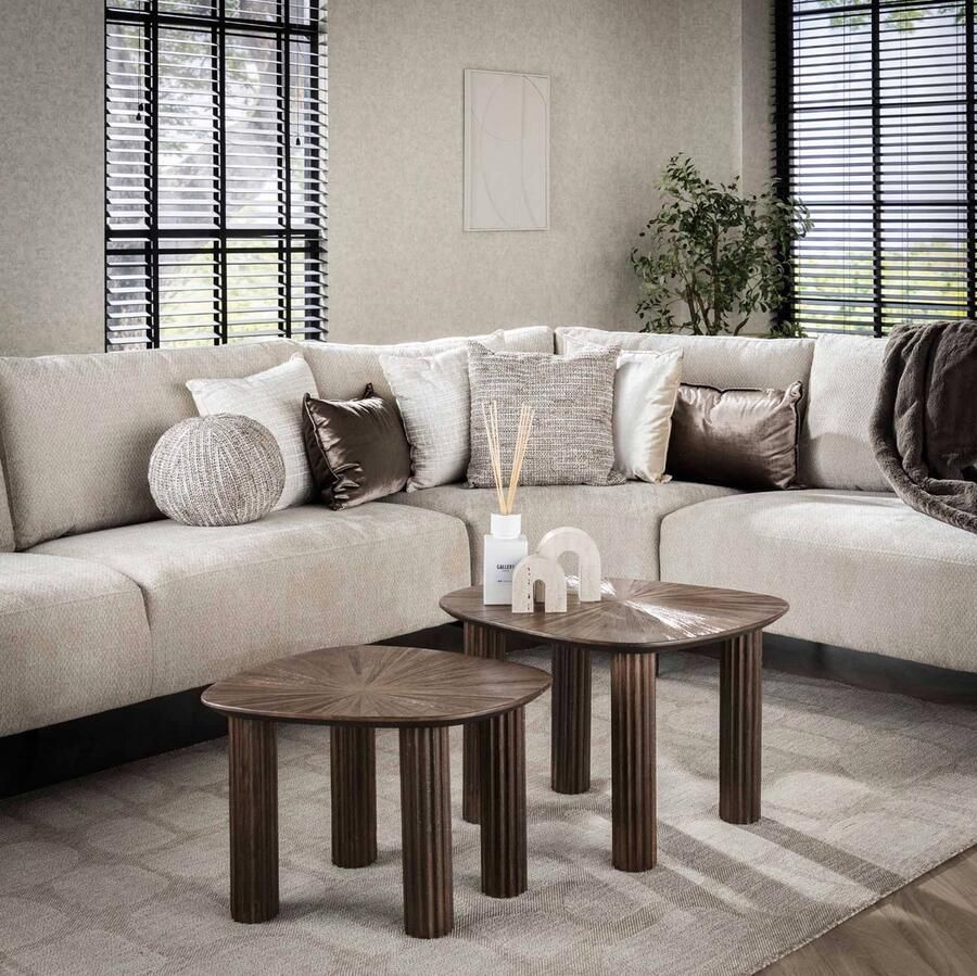 PS-Collection Maya Salontafel Set van 2 Vierhoekig 62x50x43 cm Bruin Teak salontafels rond salontafels salontafel zwart salon tafel salontafel rond salontafel industrieel salontafel vierkant salontafel marmer salontafel wit