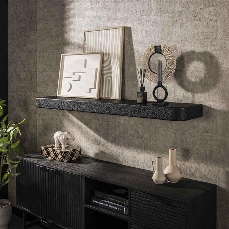 PS-Collection Metallic Wandplank 150x29x8cm Grijs Metaal wandplank wandrek industrieel wandrek metaal zwart wandrek rond wandrekken wandplank zwevend wandplank hout wandkubus boekenplank