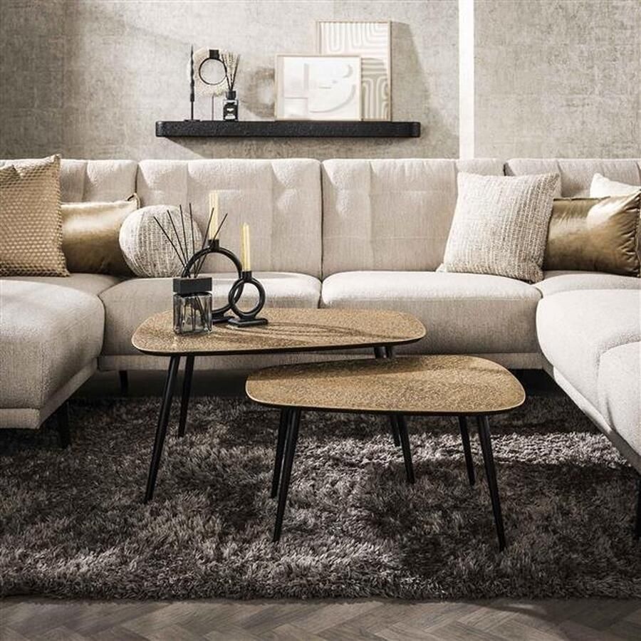 PS-Collection Metallic XXL Set 2 Salontafels 80x70x35cm Brons Goud Metaal salontafels rond salontafels salontafel zwart salon tafel salontafel rond salontafel industrieel salontafel vierkant salontafel marmer salontafel wit