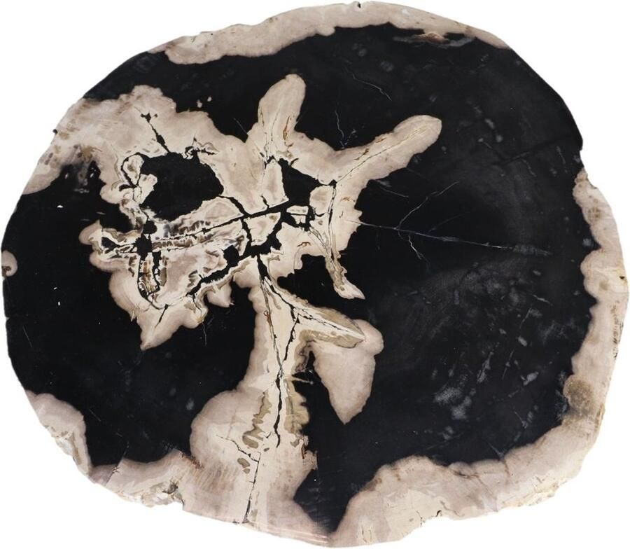 PS-Collection Meza Salontafel ø55-50x38 cm Naturel Zwart Steen Metaal salontafels rond salontafels salontafel zwart salon tafel salontafel rond salontafel industrieel salontafel vierkant salontafel marmer salontafel wit