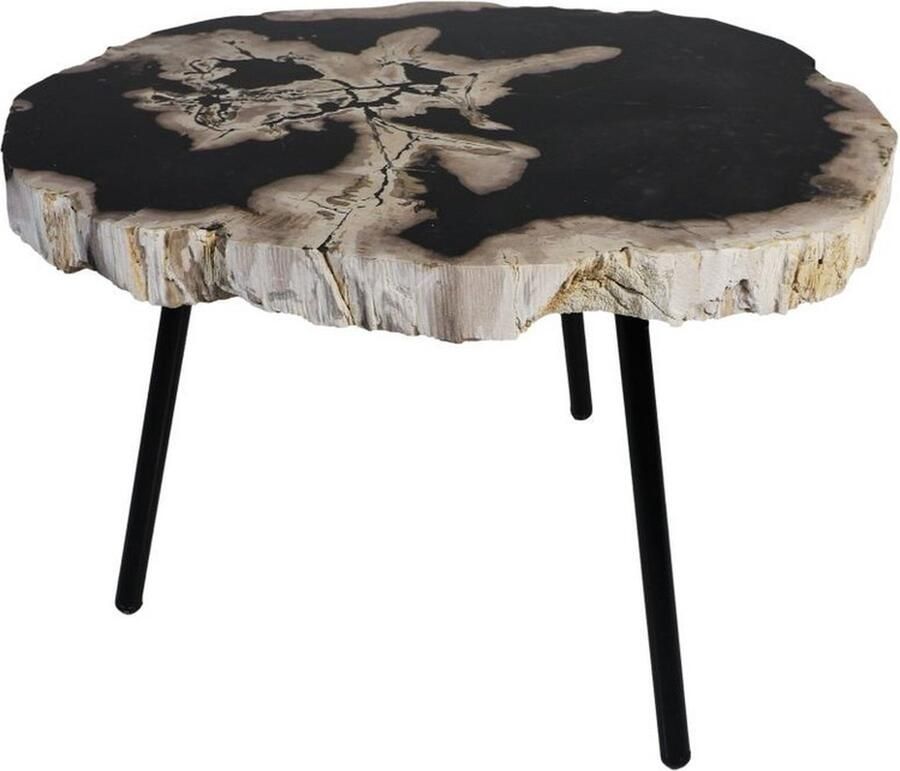 PS-Collection Meza Salontafel ø55-50x38 cm Naturel Zwart Steen Metaal salontafels rond salontafels salontafel zwart salon tafel salontafel rond salontafel industrieel salontafel vierkant salontafel marmer salontafel wit - Foto 2