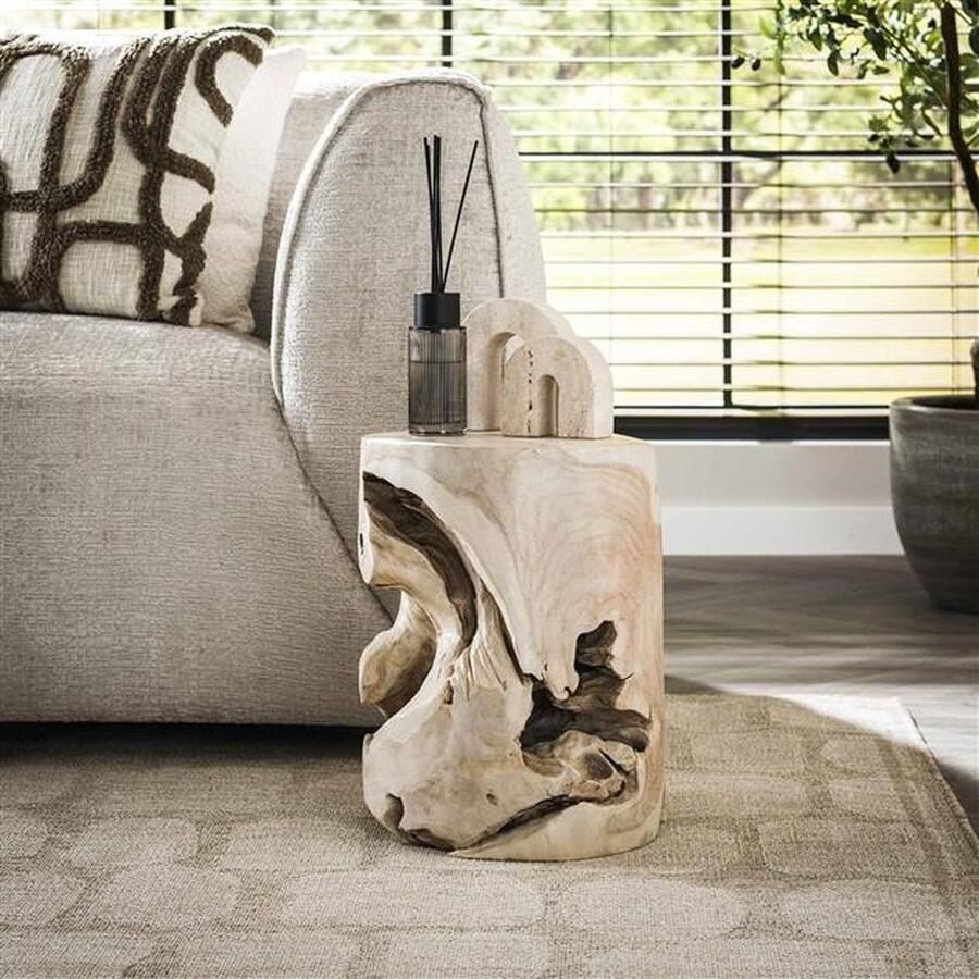 PS-Collection Natural Line Bijzettafel 30x30x40cm Wit -Teak bijzettafels bijzettafel buiten bijzet tafel bijzettafel metaal met hout bijzettafel vierkant bijzettafel rond bijzettafel industrieel