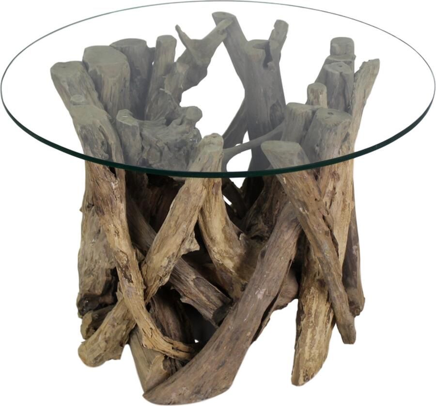 PS-Collection Noelle Ronde Bijzettafel ø 60x40 cm Bruin Teakhout bijzettafels bijzettafel buiten bijzet tafel bijzettafel metaal met hout bijzettafel vierkant bijzettafel rond bijzettafel industrieel