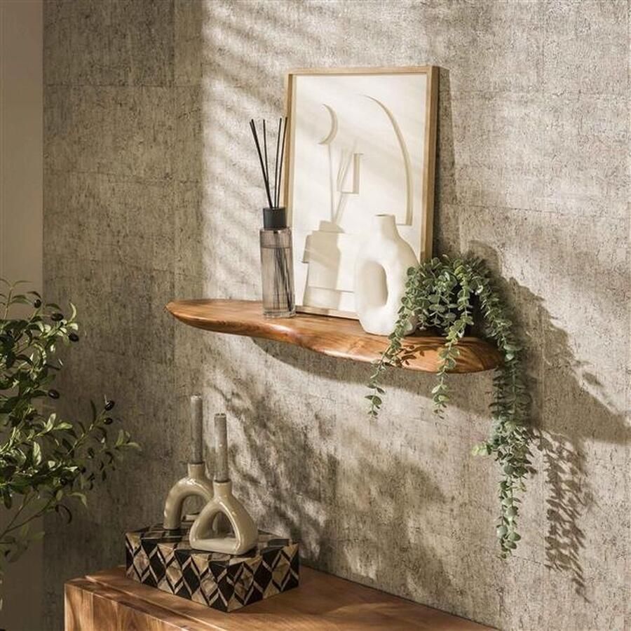 PS-Collection Organic 90 Wandplank 90x20x4cm Naturel Acaciahout wandplank wandrek industrieel wandrek metaal zwart wandrek rond wandrekken wandplank zwevend wandplank hout wandkubus boekenplank