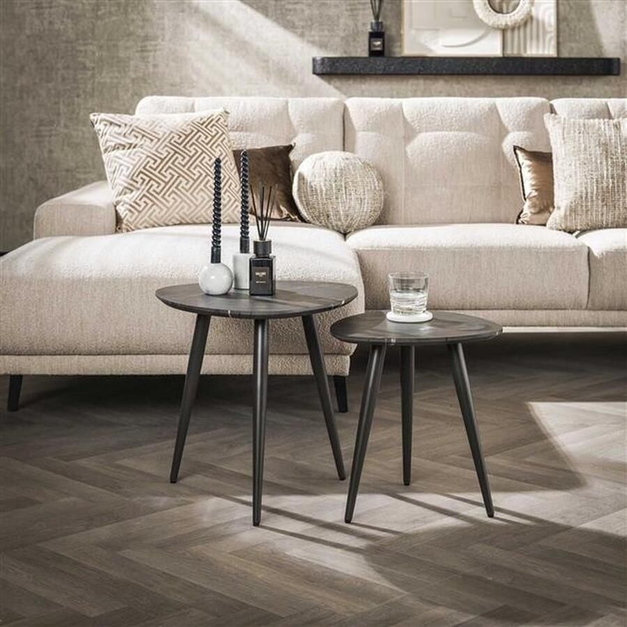 PS-Collection Organisch Set 2 Driehoek Salontafels 46x46x45cm Zwart Bruin salontafels rond salontafels salontafel zwart salon tafel salontafel rond salontafel industrieel salontafel vierkant salontafel marmer salontafel wit