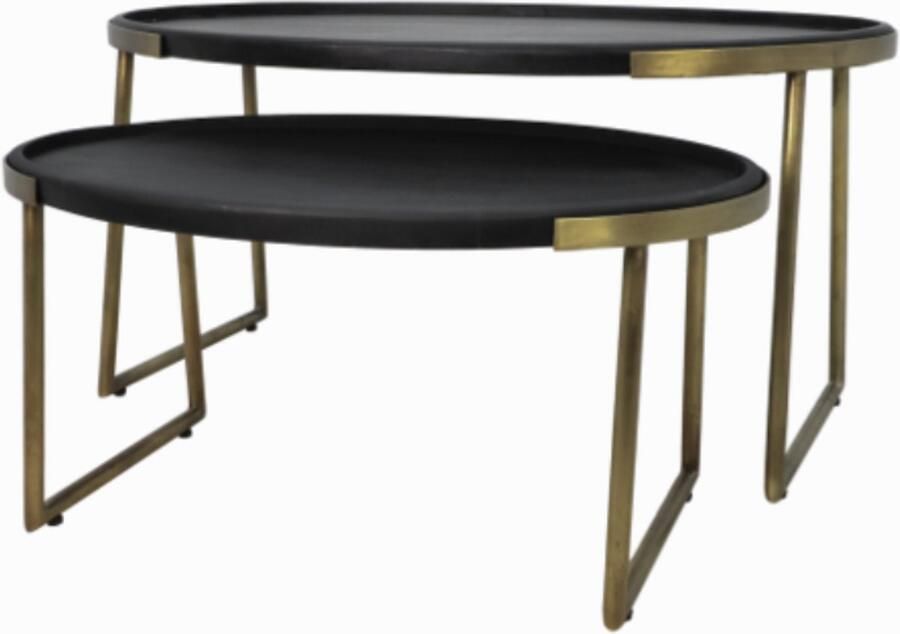 PS-Collection Ovale Salontafel Set van 2 90x60x45 70x50x35 cm Zwart Goud Mango Metaal salontafels rond salontafels salontafel zwart salon tafel salontafel rond salontafel industrieel salontafel vierkant salontafel marmer salontafel wit
