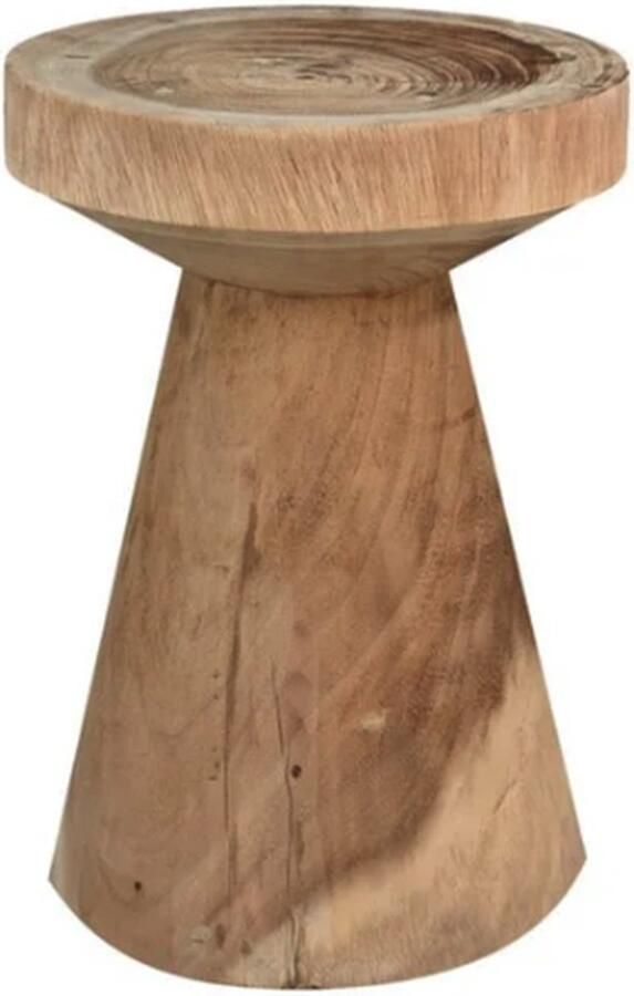 PS-Collection Owen Kruk Rond -30x30x43 cm Naturel Munggurhout krukje hout krukjes om op te zitten krukje badkamer krukjes om op te zitten volwassenen krukje make up tafel kruk krukje houten krukje