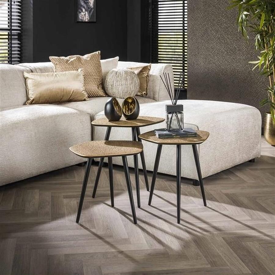 PS-Collection Point Metallic Set 3 Salontafel 47x40x50cm Brons Goud Metaal salontafels rond salontafels salontafel zwart salon tafel salontafel rond salontafel industrieel salontafel vierkant salontafel marmer salontafel wit
