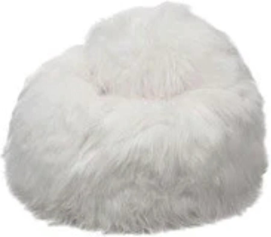 PS-Collection PuurLoom Zitzak 100x100x60cm Natural Wit Schapenvacht IJslands poef rond velvet zitzak poef rond poef rond grijs poefs rond poef velvet