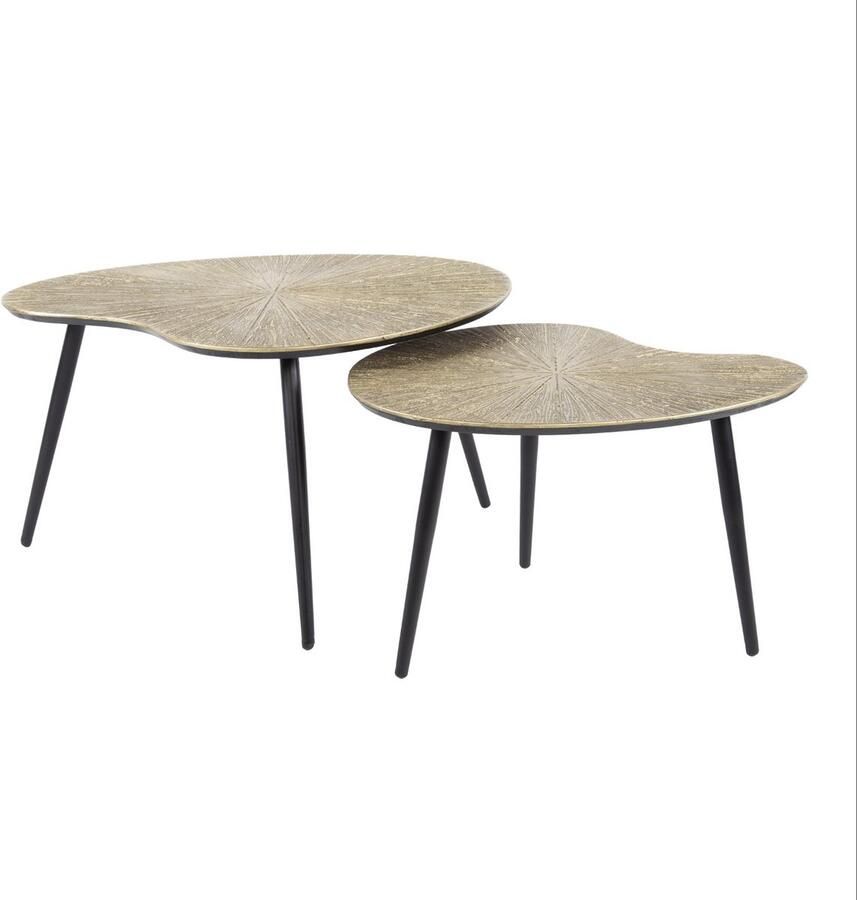 PS-Collection Ray Salontafel Set van 2 Niervormig 71x56x40cm Brons Metaal salontafels rond salontafels salontafel zwart salon tafel salontafel rond salontafel industrieel salontafel vierkant salontafel marmer salontafel wit - Foto 2