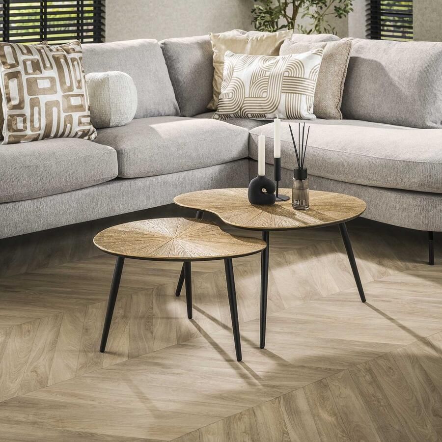 PS-Collection Ray Salontafel Set van 2 Niervormig 71x56x40cm Brons Metaal salontafels rond salontafels salontafel zwart salon tafel salontafel rond salontafel industrieel salontafel vierkant salontafel marmer salontafel wit