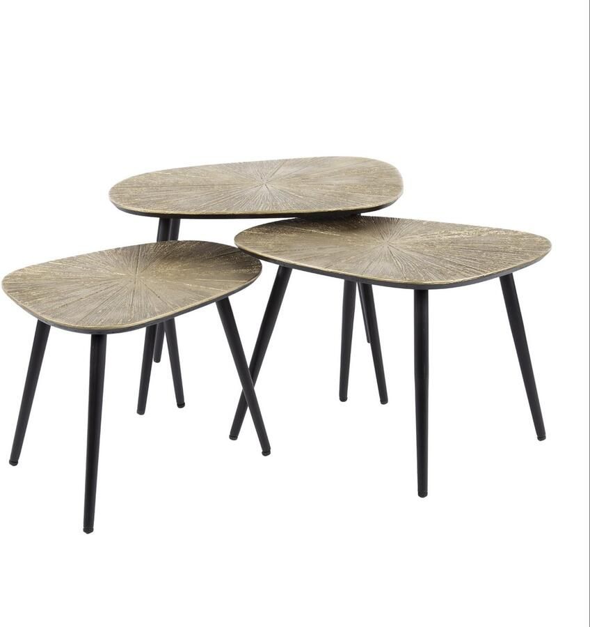 PS-Collection Ray Salontafel Set van 3 Vierhoekig 62x51x43cm Brons Metaal salontafels rond salontafels salontafel zwart salon tafel salontafel rond salontafel industrieel salontafel vierkant salontafel marmer salontafel wit - Foto 2