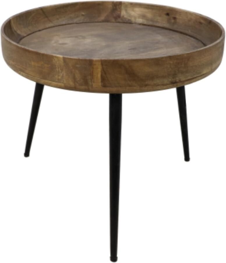 PS-Collection Ronde Bijzettafel Mango Hout & Metaal Naturel Zwart Ø50x42cm bijzettafels bijzettafel buiten bijzet tafel bijzettafel metaal met hout bijzettafel vierkant bijzettafel rond bijzettafel industrieel