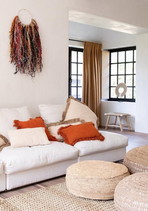 PS-Collection Ronde Poef Flores Raffia Naturel Ø60 x 35 cm poef rond velvet poef jute poef riet poef rond poef zeegras poef rotan poef rond grijs leren poef