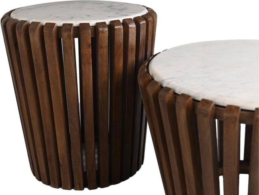 PS-Collection Ruby Salontafel rond ø45x50 cm Bruin Wit Marmer Mangohout salontafels rond salontafels salontafel zwart salon tafel salontafel rond salontafel industrieel salontafel vierkant salontafel marmer salontafel wit - Foto 2