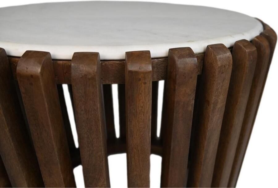 PS-Collection Ruby Salontafel Rond ø60x60 cm Bruin Wit Marmer Mangohout salontafels rond salontafels salontafel zwart salon tafel salontafel rond salontafel industrieel salontafel vierkant salontafel marmer salontafel wit