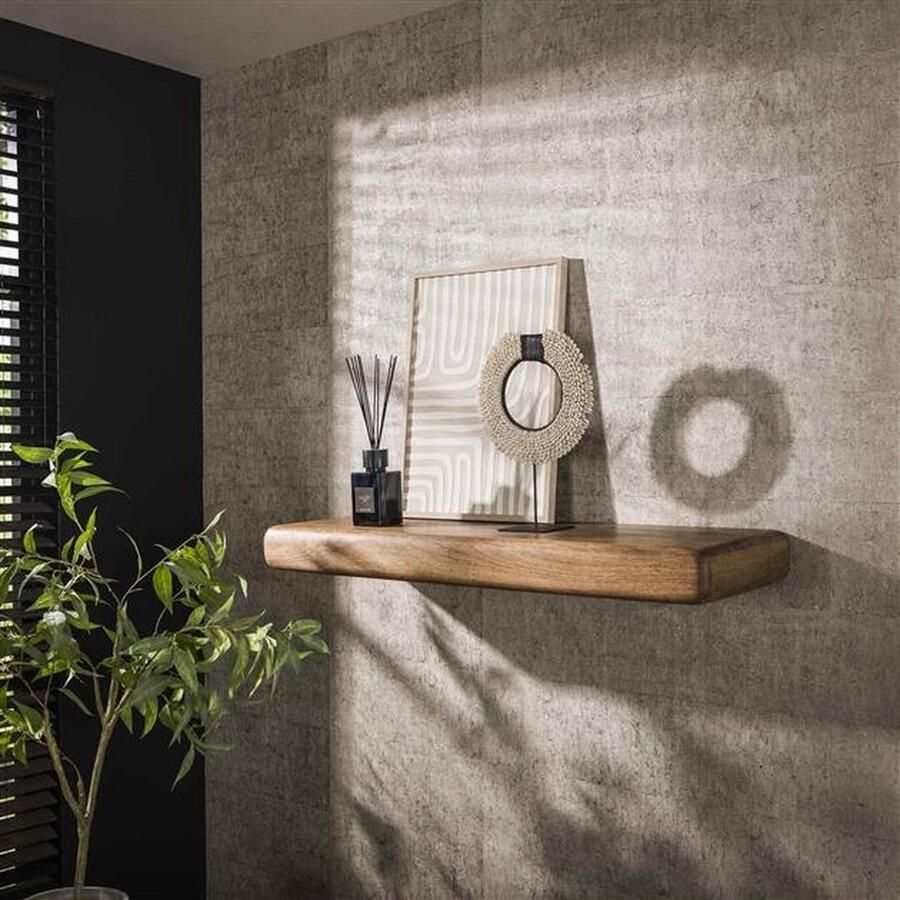 PS-Collection Sleek 118 Wandplank 118x35x10cm Zandkleur Mangohout wandplank wandrek industrieel wandrek metaal zwart wandrek rond wandrekken wandplank zwevend wandplank hout wandkubus boekenplank