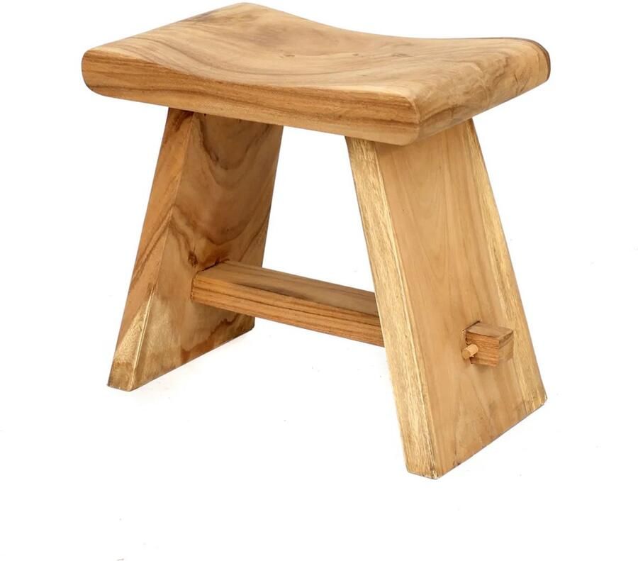 PS-Collection Suar Kruk 50x30x45 cm Naturel Massief Hout krukje hout krukjes om op te zitten krukje badkamer krukjes om op te zitten volwassenen krukje make up tafel kruk krukje houten krukje