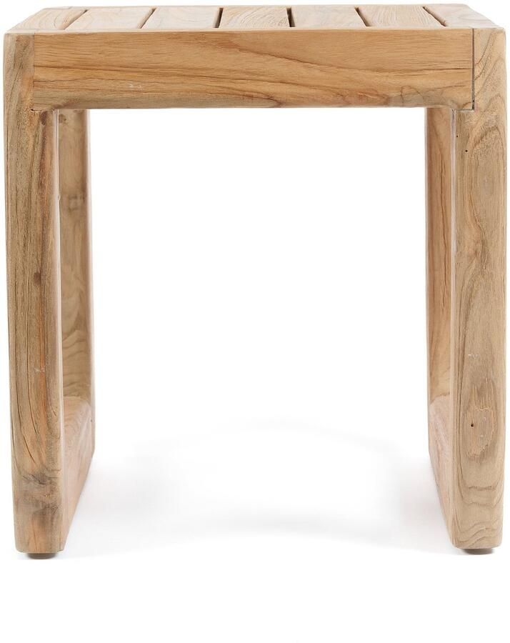 PS-Collection Symi Buitenkruk 38x38x40cm Naturel Gerecycled Teakhout krukje hout krukjes om op te zitten krukje badkamer krukjes om op te zitten volwassenen krukje make up tafel kruk krukje houten krukje