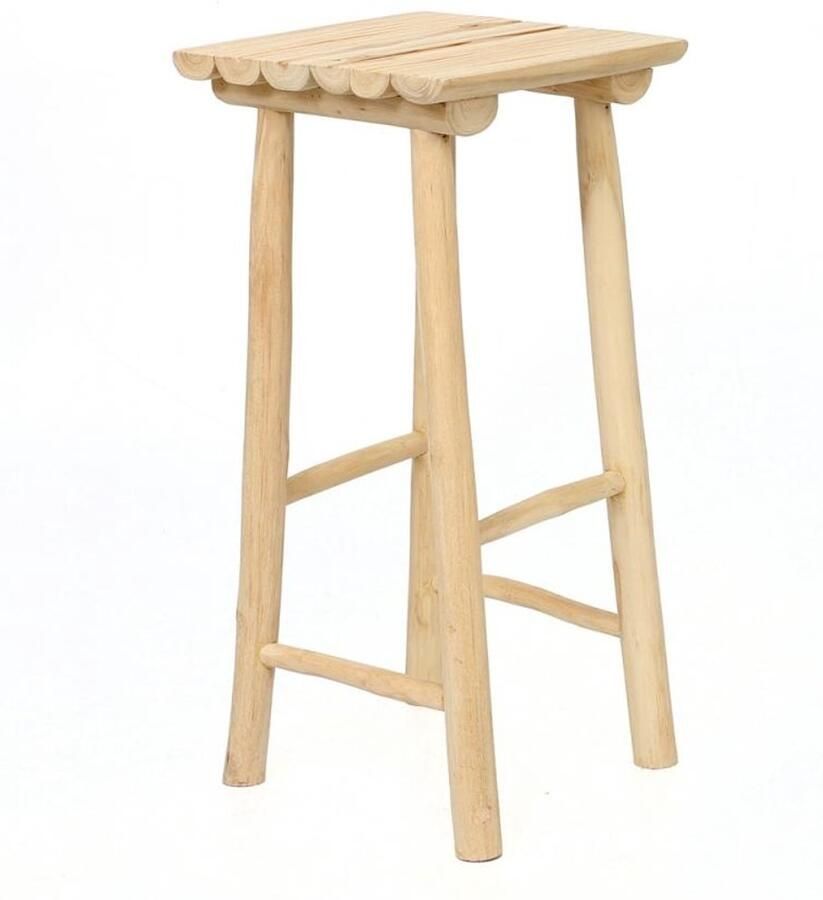 PS-Collection Teakhouten Barkruk 35x35x75cm Naturel Handgemaakt krukje hout krukjes om op te zitten krukje badkamer krukjes om op te zitten volwassenen