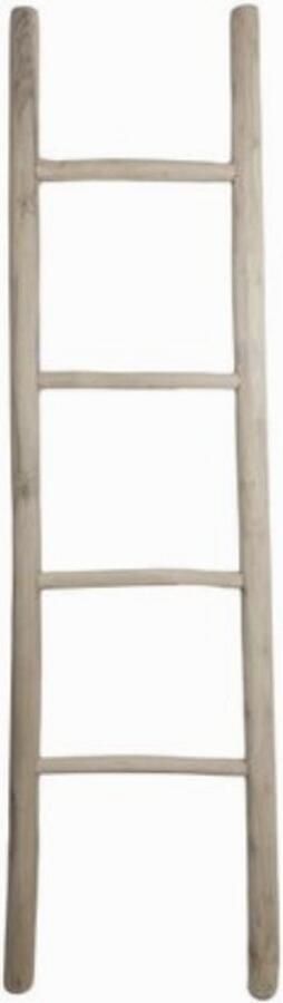 PS-Collection Teakhouten Decoratieladder Naturel 45x5x150cm handdoekladder decoratie ladder wandrek ladder decoratie trap decoratierek ladderrek houten ladder handdoekrek badkamer ladder handdoekenrek