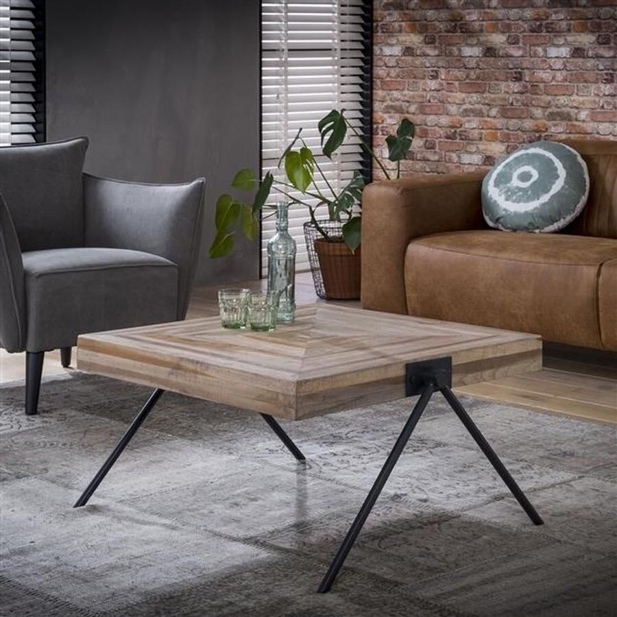 PS-Collection Teca Balance Salontafel 80x80x43cm Verweerd Teakhout salontafels rond salontafels salontafel zwart salon tafel salontafel rond salontafel industrieel salontafel vierkant salontafel marmer salontafel wit