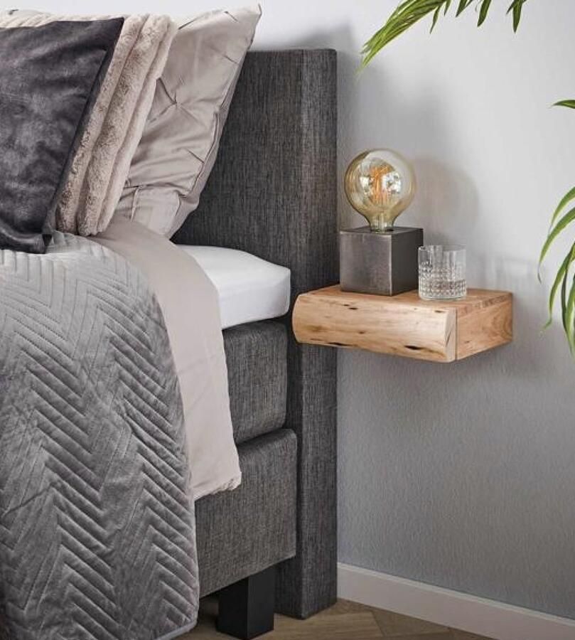 PS-Collection Tree XS Set van 2 Nachtkastje 1 Lade 30x20x8cm Naturel Acacia nachtkastje nachtkastjes set van 2 nachtkastjes industrieel nachtkastje zwart nachtkastjes modern nachtkastje zwevend