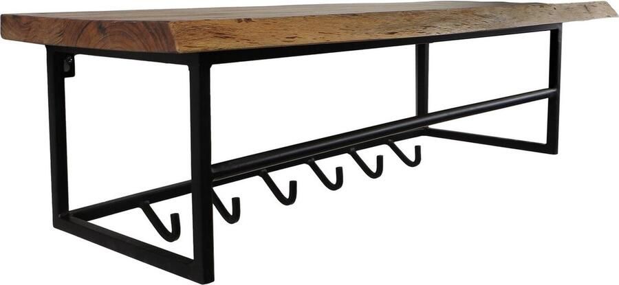 PuurSpirits Wandkapstok 90x30x30 cm Hout Metaal Bruin Zwart wandkapstok kapstok staand kapstok wandkapstok kapstokken kapstok hangend kapstok zwart